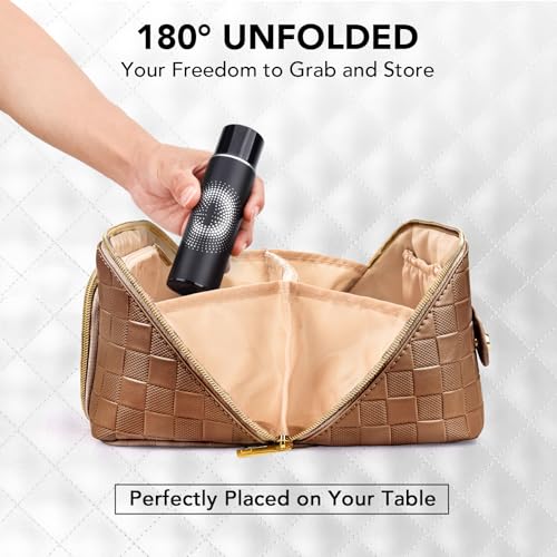 stona Bolsa de maquillaje de viaje para mujer, de piel sinté