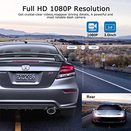 Cámara de tablero frontal y trasera 1080P Full HD Dual Dash