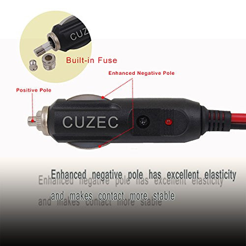CUZEC Adaptador de encendedor de cigarrillos macho de 15 A,