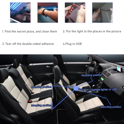 Luces interiores LED para automóvil, RGB 48 LED automotriz t