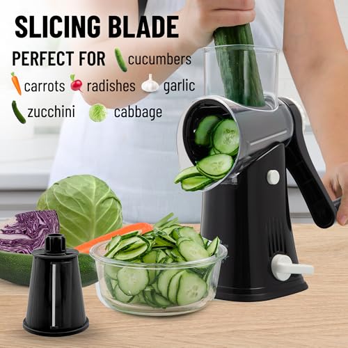 Zulay Kitchen Rallador rotativo de queso de 5 cuchillas, ral
