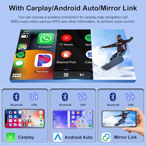 Zcargel Radio de auto Android 13 con Carplay inalámbrico/And