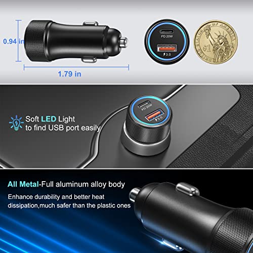 Bangfun - Cargador de coche USB C, paquete de 5, 36 W, doble