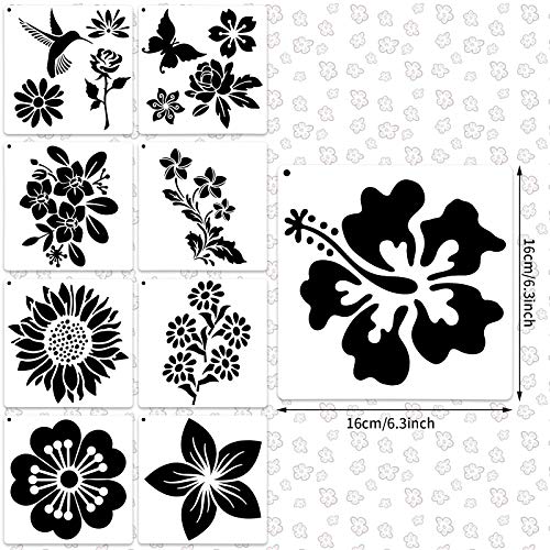 Zonon Kit de plantillas de flores de 17 piezas para pintar s
