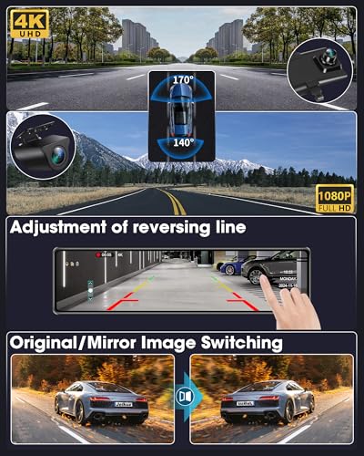 Cámara de espejo retrovisor 4K de 12 pulgadas mejorada 2025