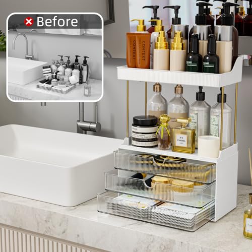 Organizador de maquillaje, organizador de encimera de baño d