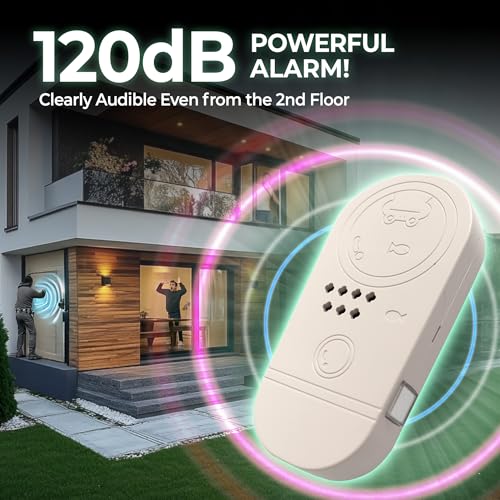 HASHI - Alarma portátil todo en uno de 120 dB con cerradura