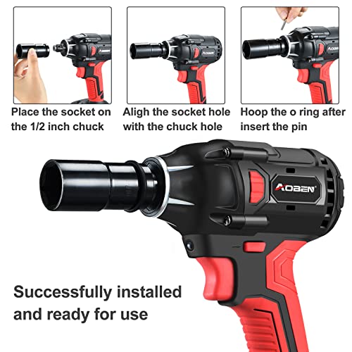 AOBEN - Llave de impacto inalámbrica de 21 V, potente motor