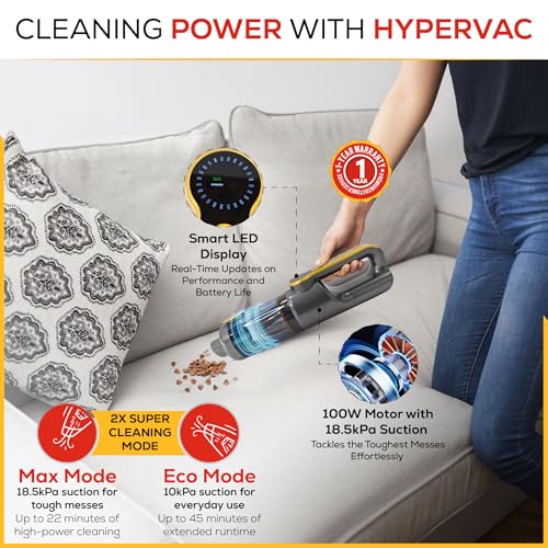 HyperVac - Aspiradora inalámbrica de mano 2 en 1 para automó