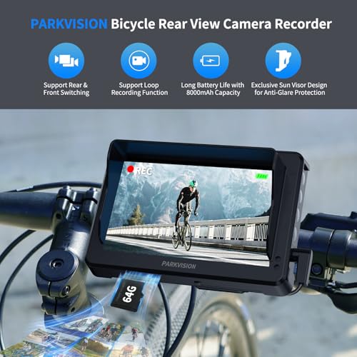PARKVISION Grabador de cámara de visión trasera de bicicleta