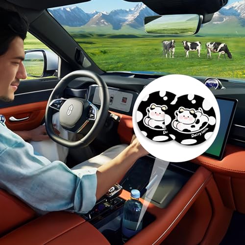 2PCS Cow Car Cup Holder Coaster, Universal Cute Cattle Non-S