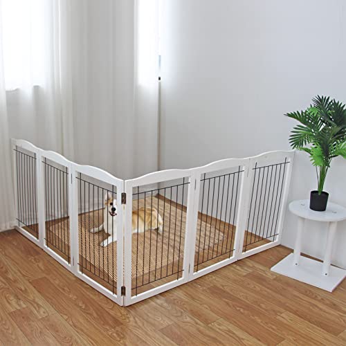 ZJSF Puerta plegable independiente para perros, puerta de ma