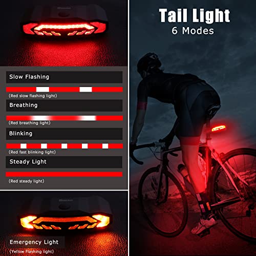 WSDCAM Luz inteligente para bicicleta con señales de giro, l