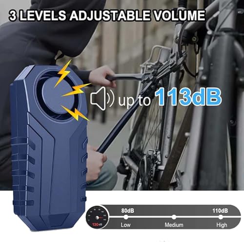 Alarma de bicicleta antirrobo con control remoto, 113dB inal