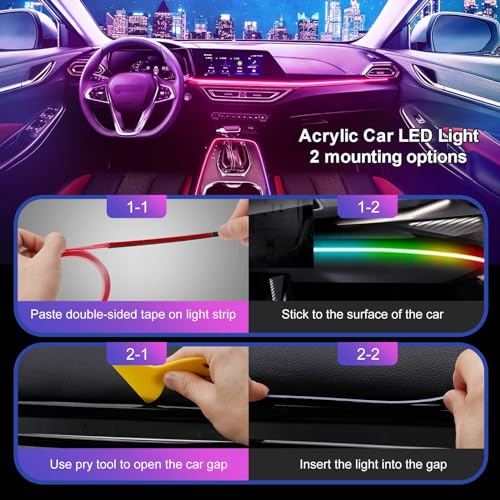 Luces LED acrílicas para automóvil, tira de luz RGB de 43.3
