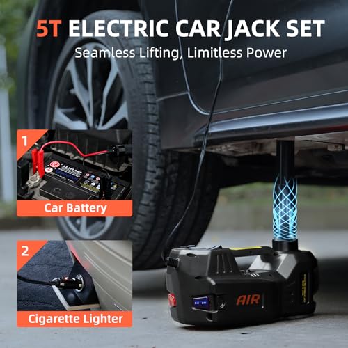 Kit de gato eléctrico de 5 toneladas y 12 V con llave de imp