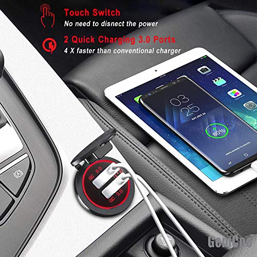 Carga rápida 3.0 Dual USB Cargador de Coche Enchufe con Inte