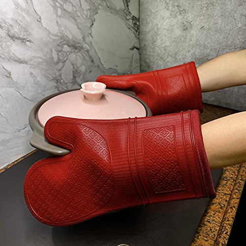 Yutat Guantes de horno de silicona, guantes de horno con sil