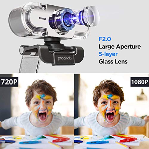 papalook Cámara web PA452 Full HD 1080P con micrófono, cámar