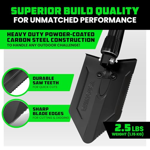 RHINO USA Pala de supervivencia plegable con púa: herramient