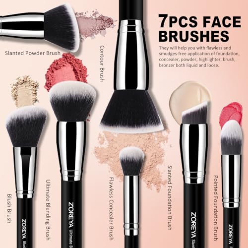Z'OREYA Brochas de maquillaje, 16 piezas, juego de brochas d