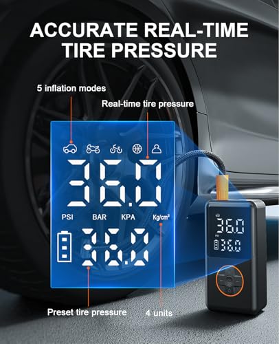 Tire Inflator Portable Air Compressor with Upgrade Dual Scre