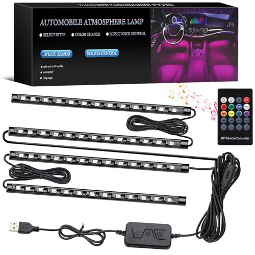 Luces LED para interior de automóvil, 4 tiras de luces LED m