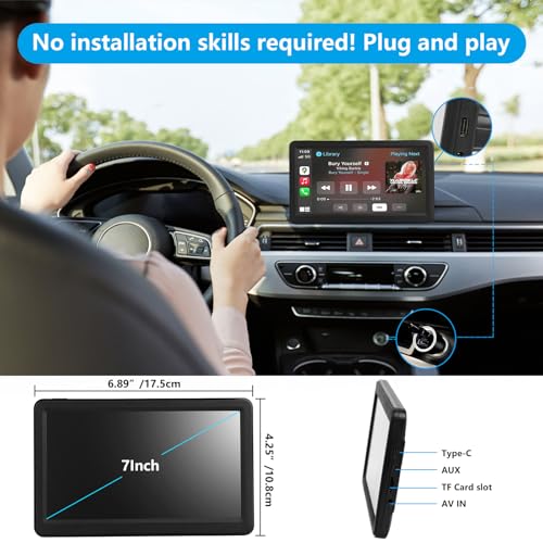 Pantalla portátil de Apple Carplay de 7 pulgadas para coche