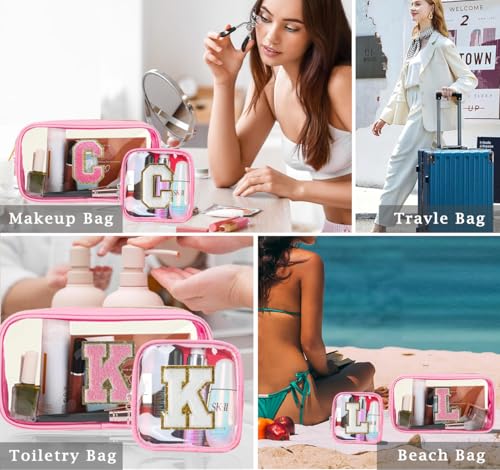 Bolsa de maquillaje transparente con letra inicial personali