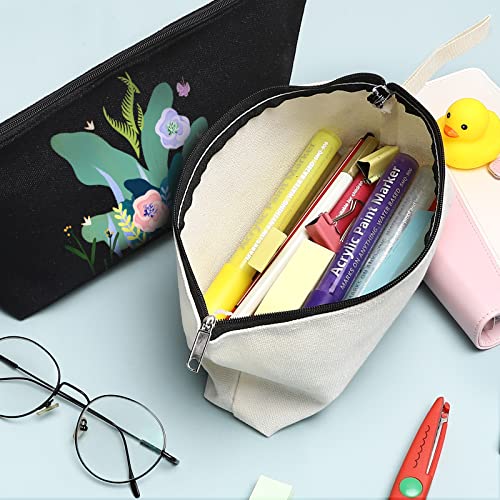 10 bolsas de maquillaje de lona de algodón con parte inferio