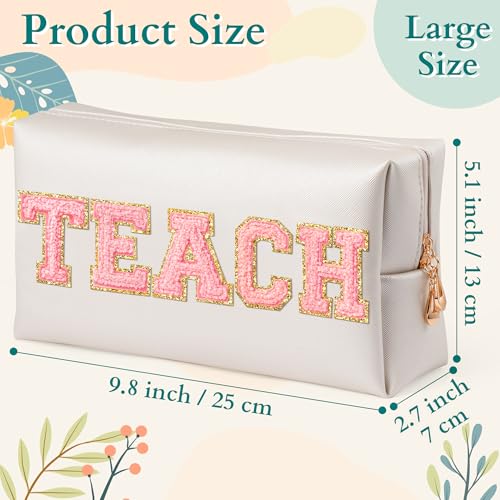 CY2SIDE Bolsa de maquillaje con parche de letras coloridas,