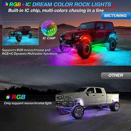 MICTUNING Y1 RGB+IC Dream Color LED Rock Lights Pod - 2 luce