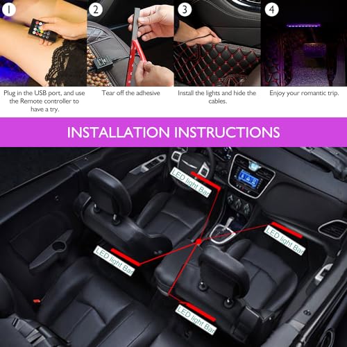 Tira de luces LED para automóvil, 4 unidades de 48 luces LED