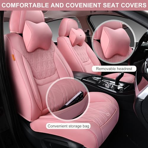 Fundas de asiento de coche color rosa, par de fundas de asie