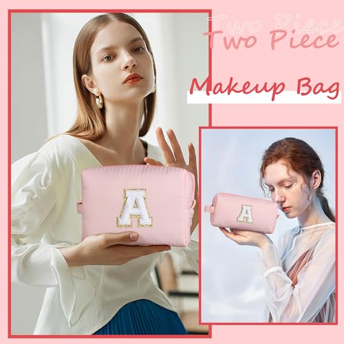 YOOLIFE Bolsa de maquillaje de viaje con inicial, regalos de