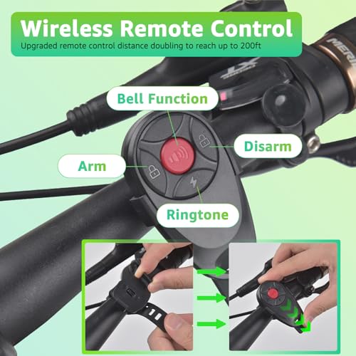 Alarma de bicicleta con control remoto, alarma de bicicleta