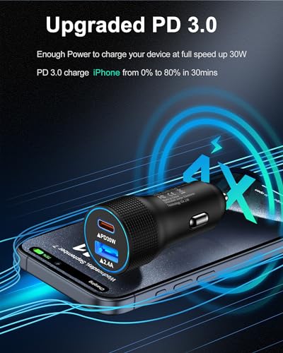 Pixel 9a 8 Pro Cargador rápido de coche USB C Adaptador de e