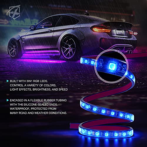 Xprite 8 tiras de luces LED RGB para automóvil, kit de luces