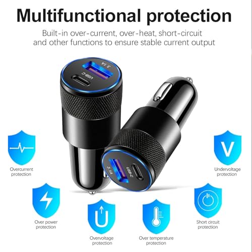 Cargador de coche 3.1A USB tipo C PD Apple Android teléfono
