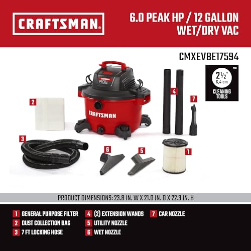CRAFTSMAN CMXEVBE17594 Aspiradora húmeda y seca de 12 galone
