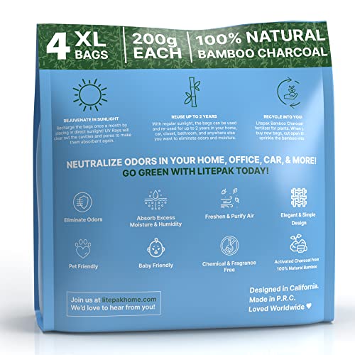 Litepak Bolsas absorbentes de olores – 4 bolsas XL – Elimina