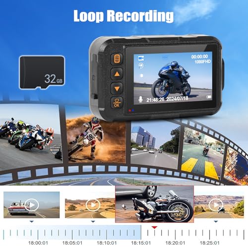 CAMECHO Cámara de salpicadero de motocicleta delantera y tra