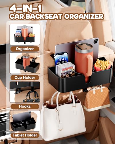 Organizador de asiento trasero 4 en 1 para reposacabezas de