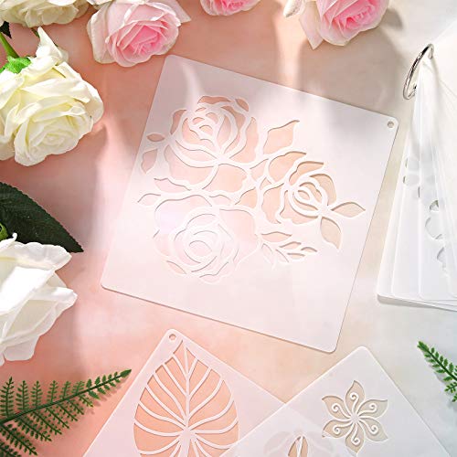 Zonon Kit de plantillas de flores de 17 piezas para pintar s