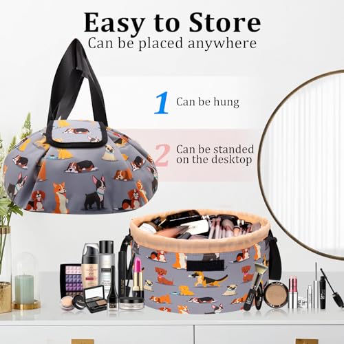 Bolsa de maquillaje con cordón de barril, bolsa de maquillaj