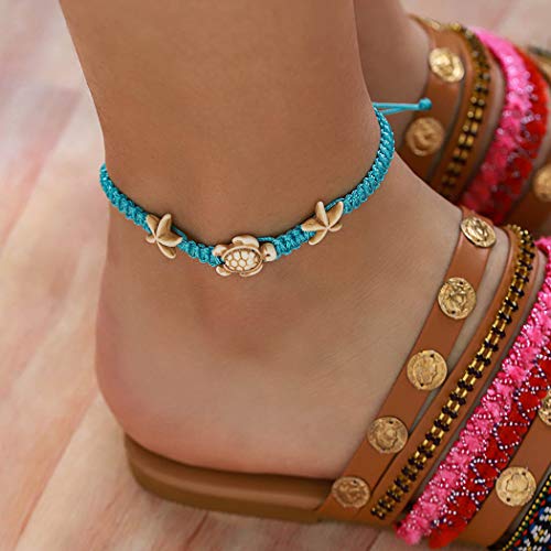 Yokawe Tobilleras bohemias con diseño de tortuga, estrellas