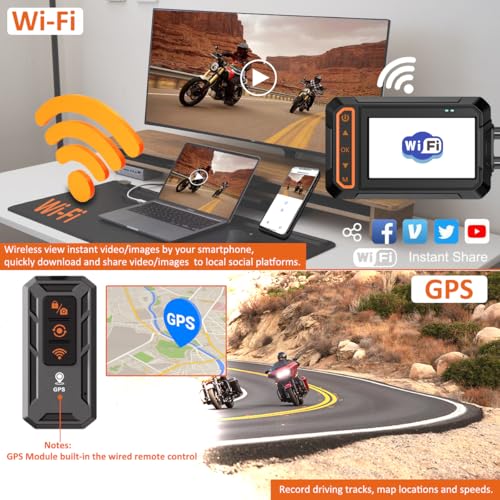 Cámara de salpicadero de motocicleta, LCD de 3 pulgadas, imp