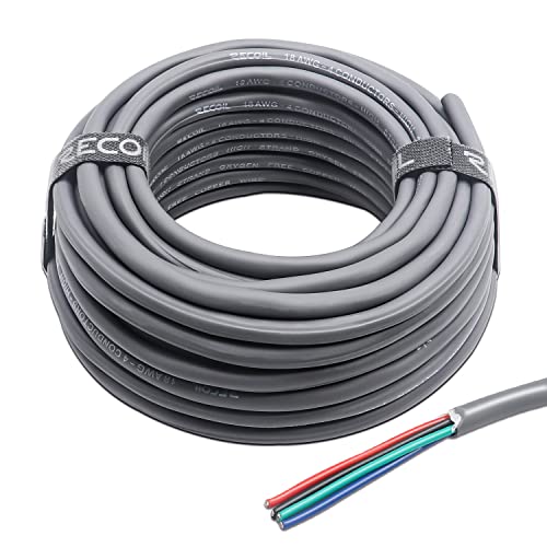Recoil 100 pies 4 conductores 18AWG de bajo voltaje RGB cabl