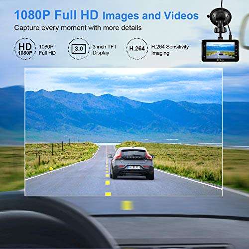 Dash Cam con la tarjeta de 32GB, 3" 1080p HD grabador gran a