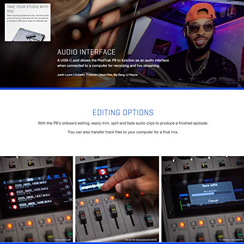 Zoom PodTrak P8 - Grabadora de podcasts multipista + micrófo